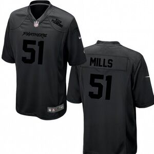 Carolina Panthers #51 Mills Men’s Black Out Jersey